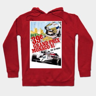 Monaco Vintage 1981 Grand Prix Auto Road Racing Advertising Print Hoodie